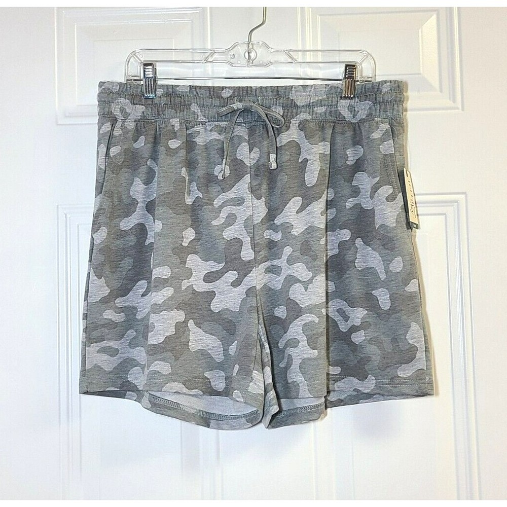 Terra & Sky Short Womens Size 14W Camo High Rise Knit Lounge Pockets Stretch NWT